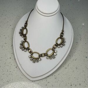 “Touchstone” Oxidized Gold tone with  Swarovski Crystals.  Statement Necklace